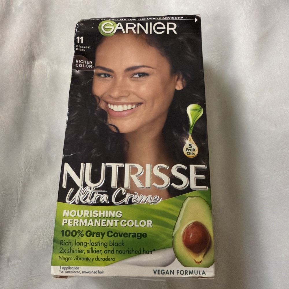 Garnier Nutrisse Ultra Creme Permanent Hair Color 11 Blackest Black 603084446759